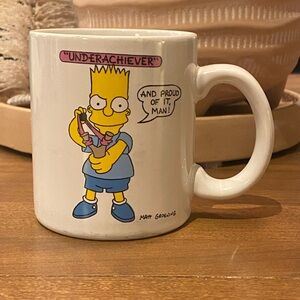 Vintage 1990 Bart Simpson "Underachiever" Coffee Mug